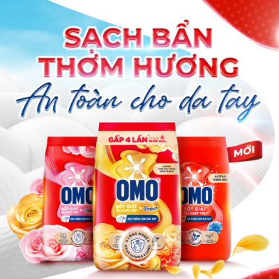 Bột giặt OMO công nghệ giặt xanh giúp xoáy bay vết bẩn loại bỏ mùi hôi túi 770g